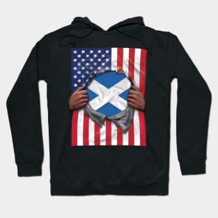 Scotland Flag American Flag Ripped - Gift for Scottish From Scotland Hoodie